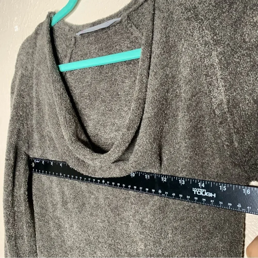 Athleta cuddle up cozy draped neckline chenille pullover sweater dark taupe‎